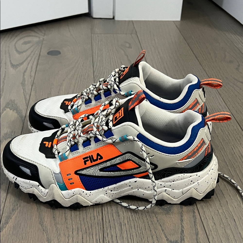 Fila White and Orange Chunky Sneakers